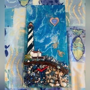 St. Augustine Lighthouse Wall Art - Blue and White